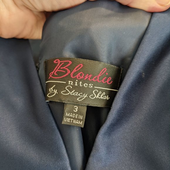 Juniors Formal Dress Navy Blue WITH POCKETS!!! Blondie nites Dress - Picture 6 of 7